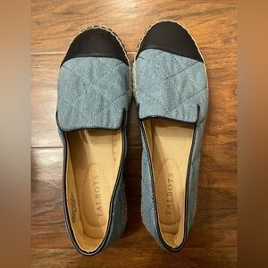 Talbots Izzy Quilted Denim Leather Espadrilles Size 7